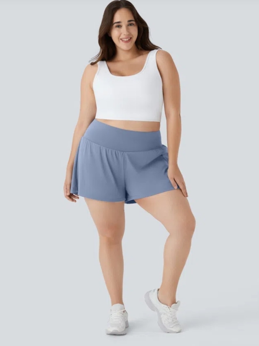 NWT 3X Long HALARA High-Waist Athletic Shorts in Dusty Blue
